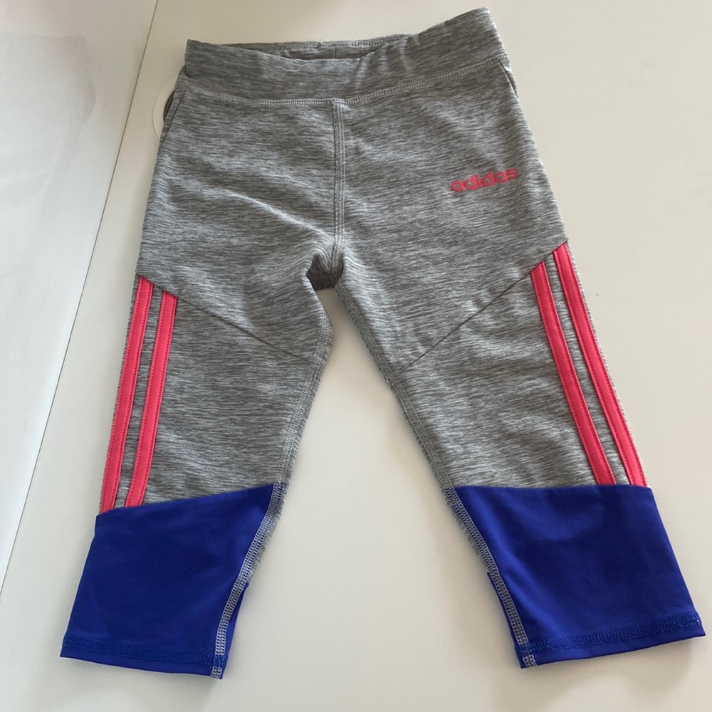 Adidas Little Girls Cropped Leggings Climalite Size 6X